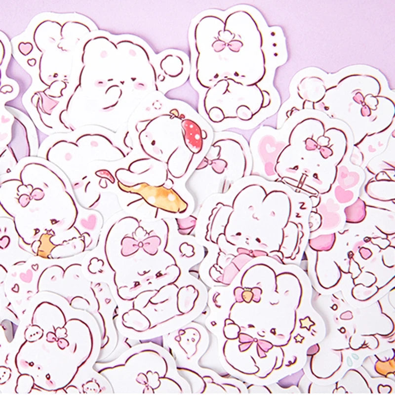 Sweet Bunny Dreams with Pink Bow Stickers