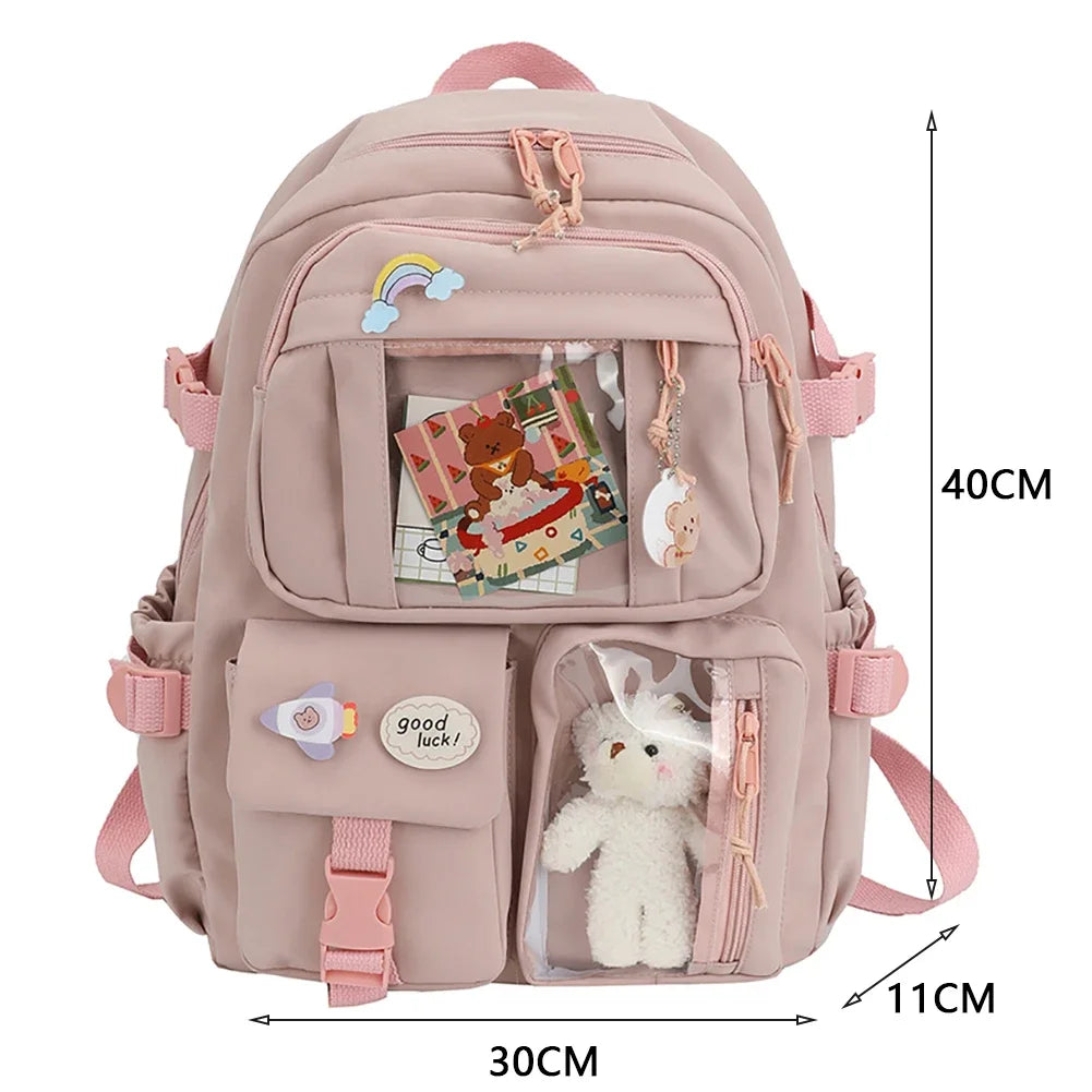 Japanese Bear Bloom Buddy Aesthetic Laptop Backpack