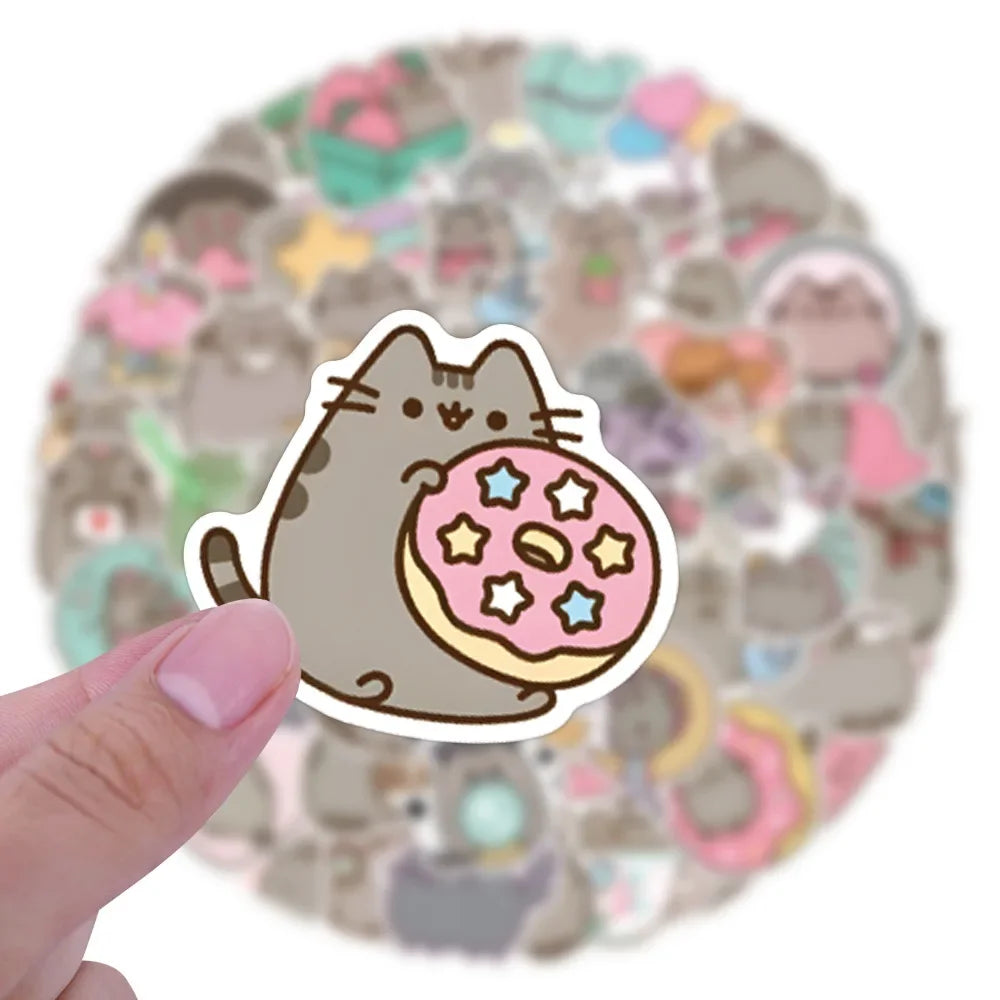 Kawaii Grey Chunky Cat Stickers