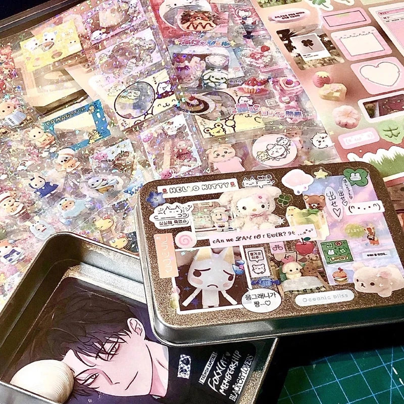 Fluffy Bears & Sweet Things Y2K Glitter Laser Sticker Sheets