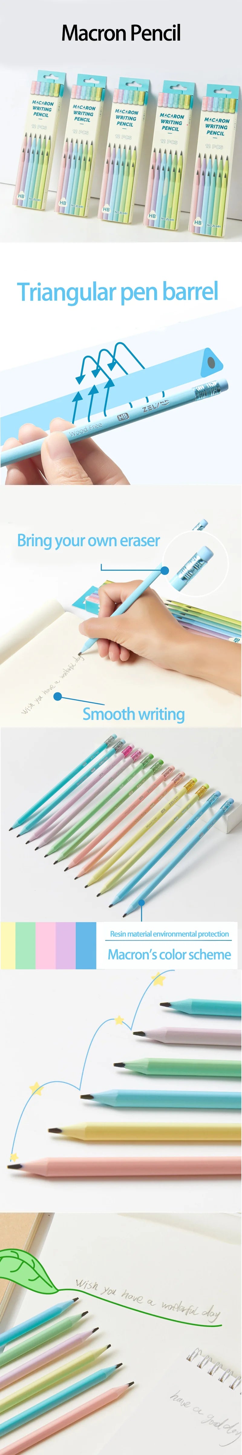Sweet Macaron HB Pencil Set