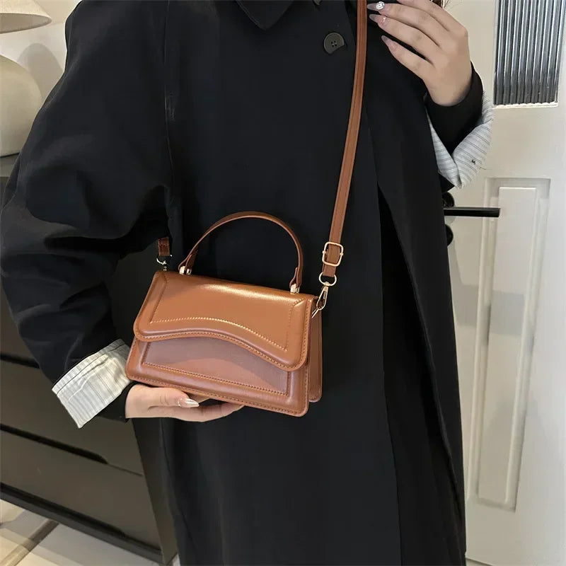 Curved Chic Crossbody PU Leather Handbag