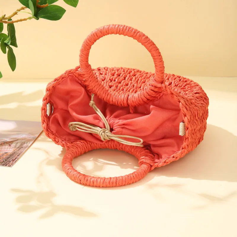 Bohemian Halo Woven Half-Moon Beach Tote Bag
