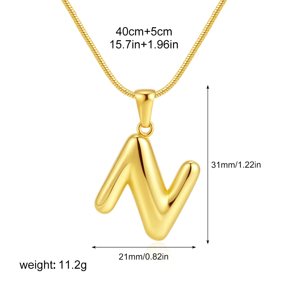 Chubby Bubble Gold Alphabet Pendant