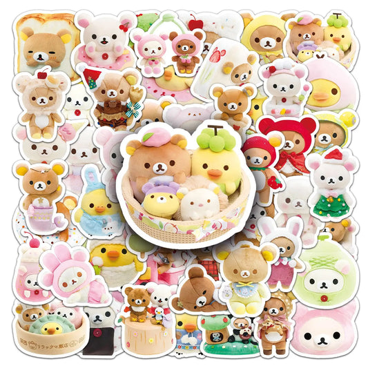 Collection of cute cartoon animal stickers with a focus on bears and other characters.