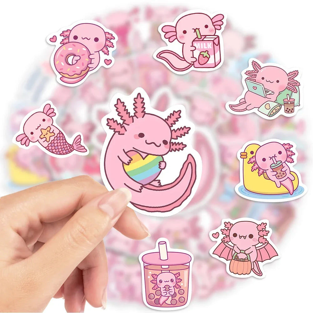 Kawaii Waterproof Axolotl Sticker Decals