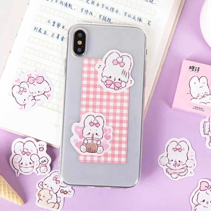 Sweet Bunny Dreams with Pink Bow Stickers
