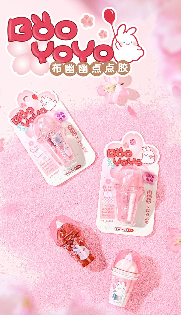 Pink Boba Bunny Double-Sided Glue Tape