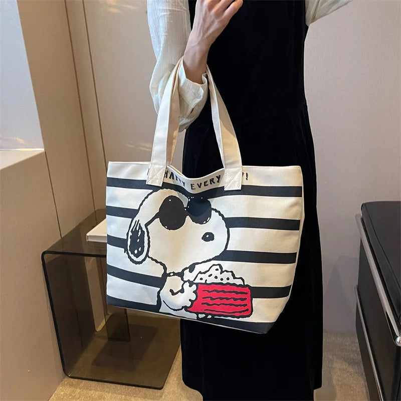 Snoopy's Summer Vibes Large Canvas Tote Bag