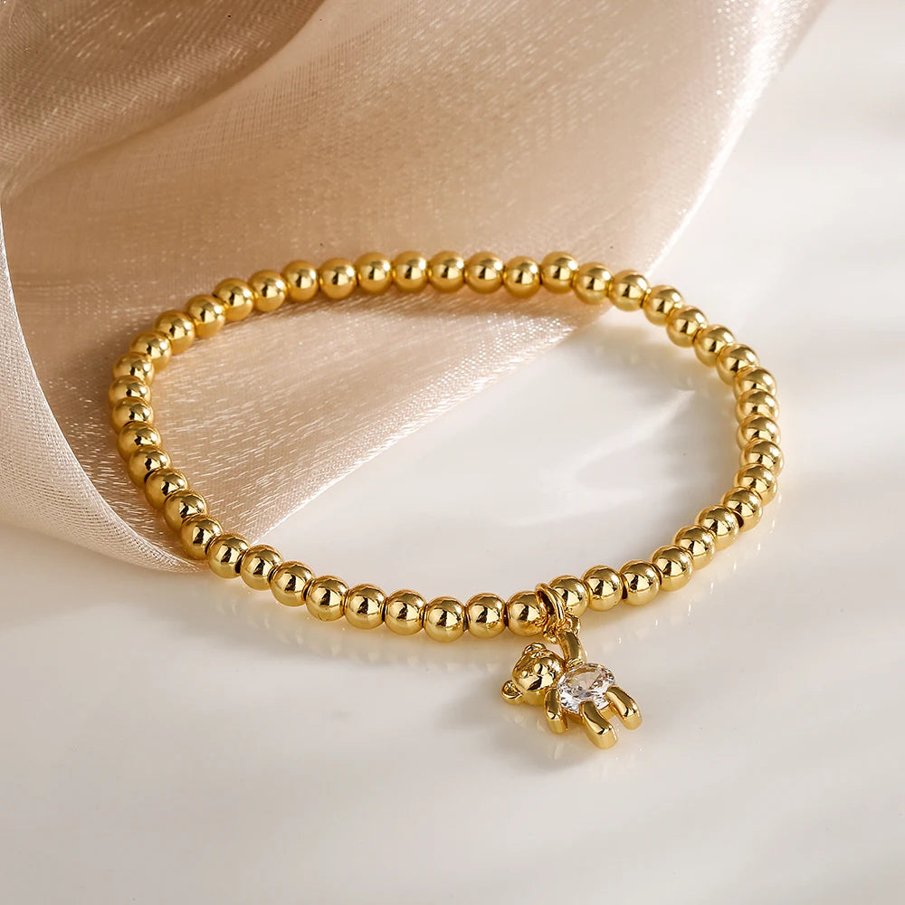 Golden Bear Hug Beaded Bracelet