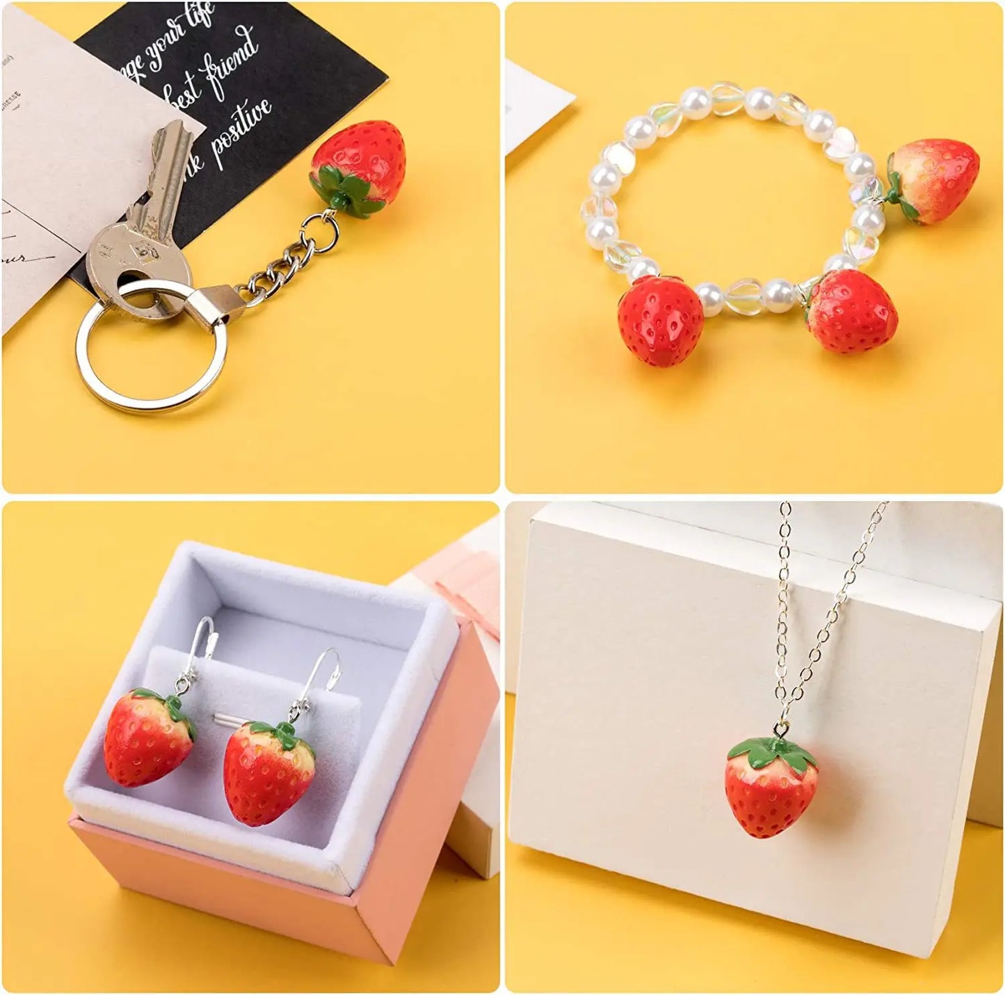 Sun-Kissed Strawberry Droplets Resin Charms