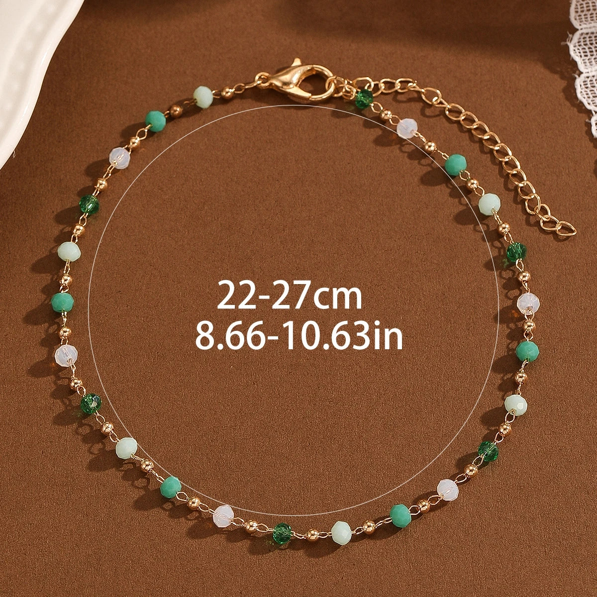 Garden Mint Bohemian Beaded Stone Anklet