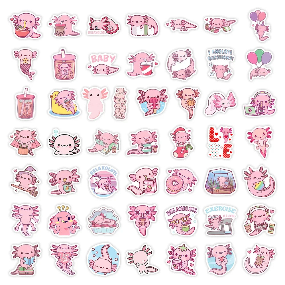 Kawaii Waterproof Axolotl Sticker Decals