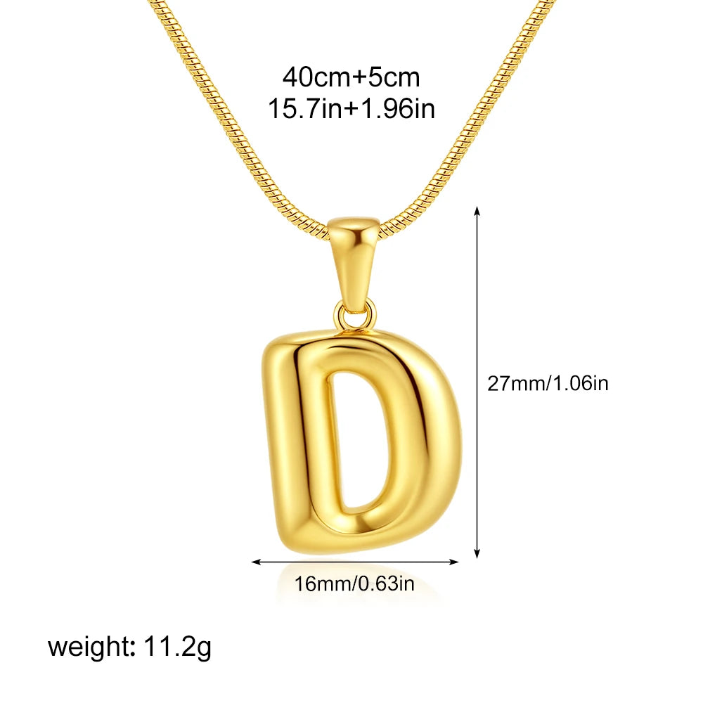 Chubby Bubble Gold Alphabet Pendant