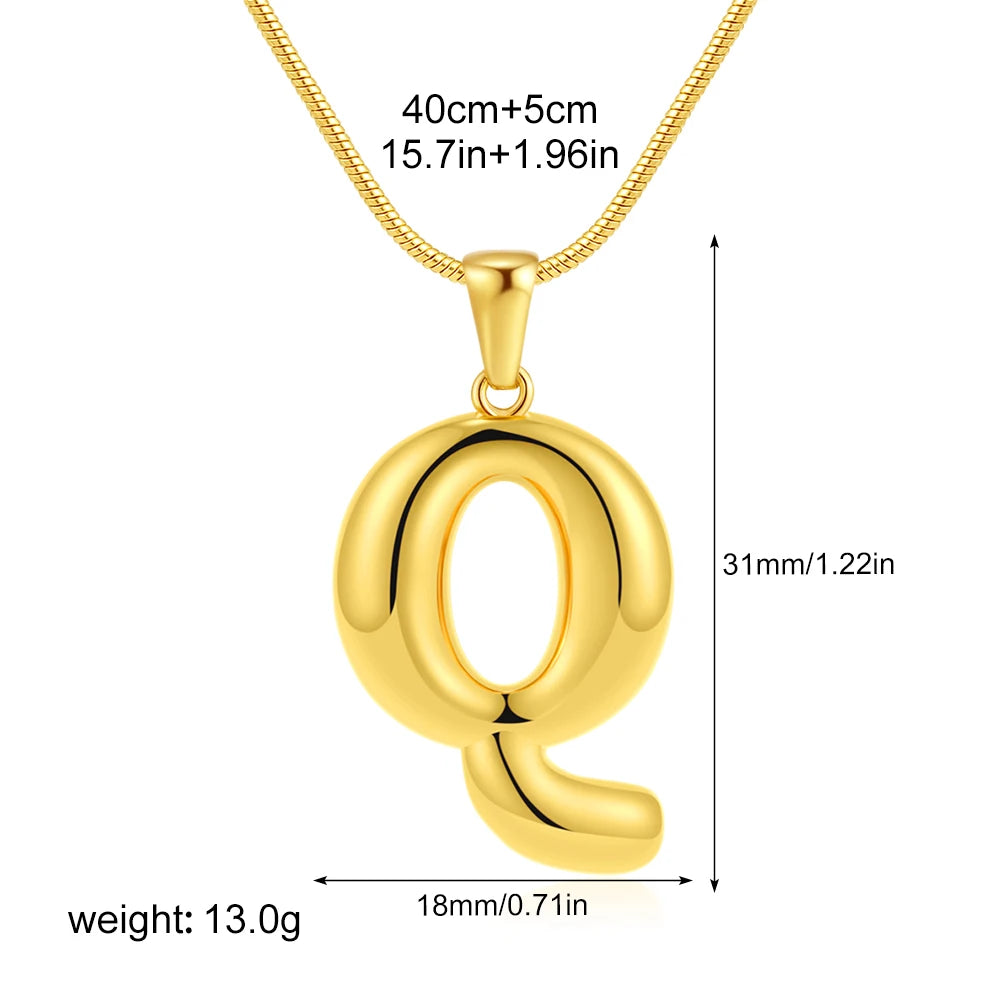 Chubby Bubble Gold Alphabet Pendant
